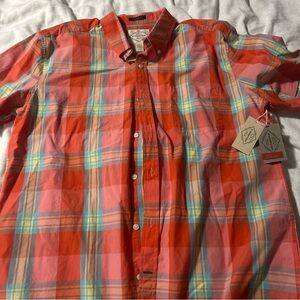 St. John's Bay Orange and Blue Plaid Shirt